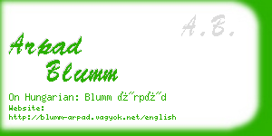 arpad blumm business card